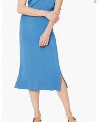 Blue   Women's Pull-On Knit Midi Skirt