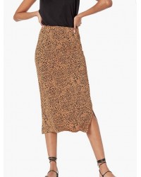 Dark Camel/Black, Animal   Women's Pull-On Knit Midi Skirt